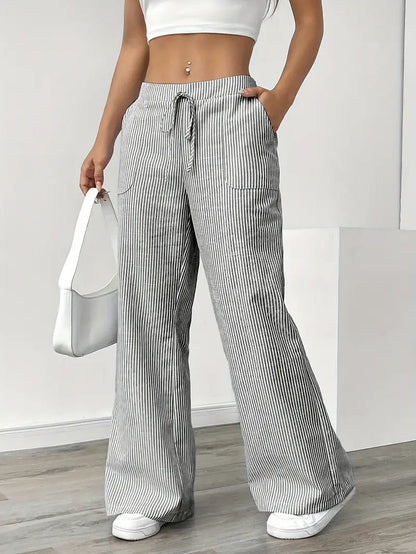CD | Pantaloni eleganți cu dungi și buzunare