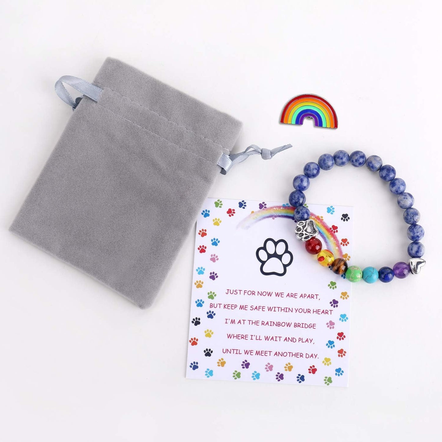 Rainbow Bridge Memorial Bracelet ��� 7 Chakra Bead Gift For Pet Loss