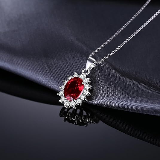 Ruby Halo Necklace - White Gold