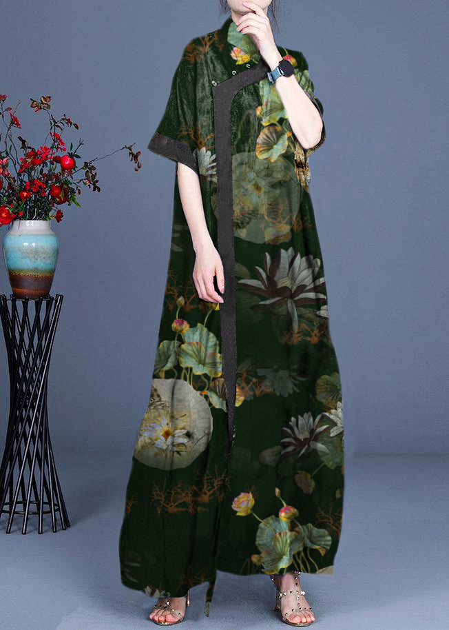Classy White Text Patchwork Oriental Long Dress Summer