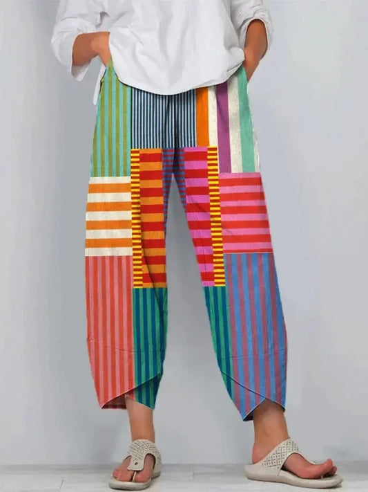 CD | Pantaloni populari cu buzunare laterale color block