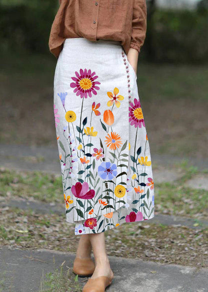 Boutique Green Stripes Asymmetrical Design Elastic Waist a Line Skirts Spring