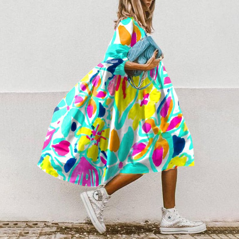 CD | Rochie midi fluidă cu model floral
