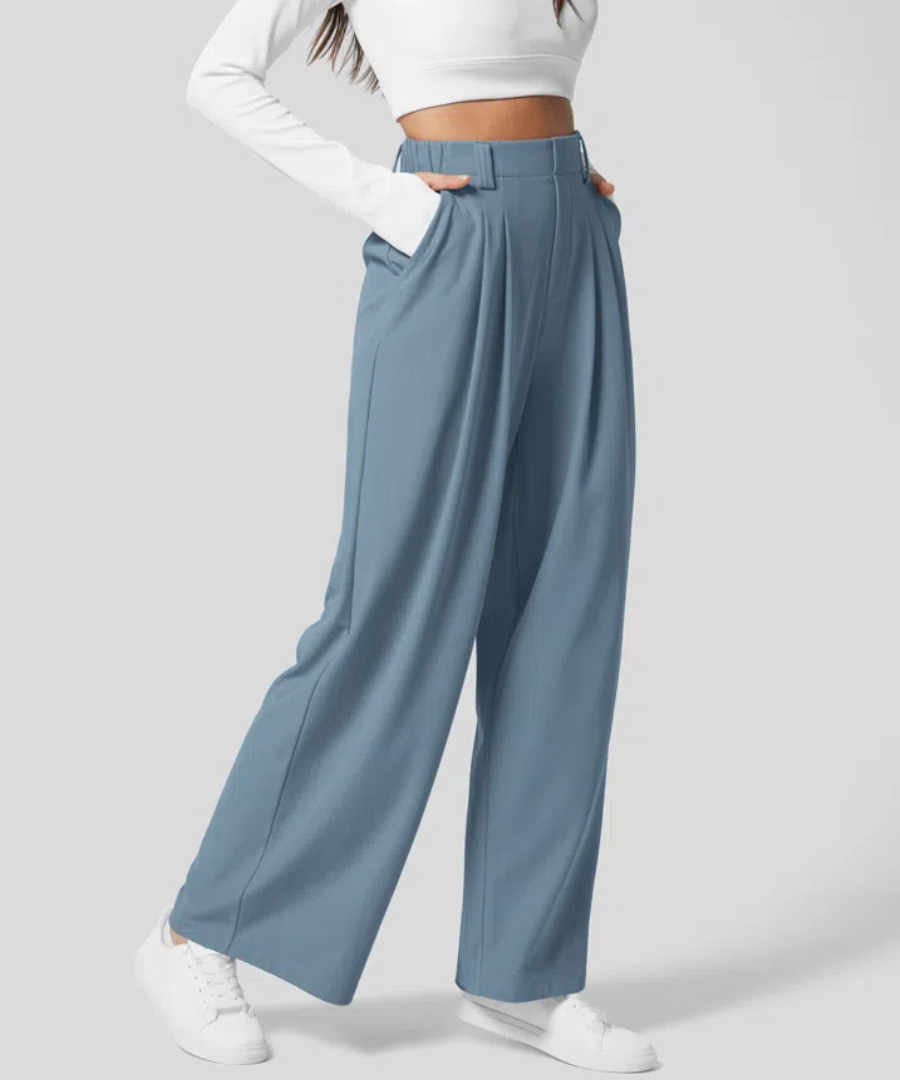 CD | Pantaloni elastici eleganți cu talie înaltă
