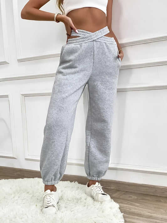 CD | Pantaloni jogging eleganți din plasă de culoare uni