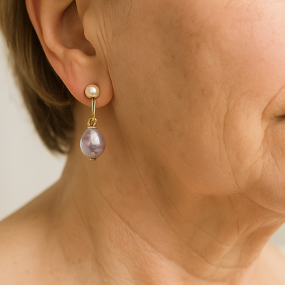 Elegant Purple Pearl Earrings