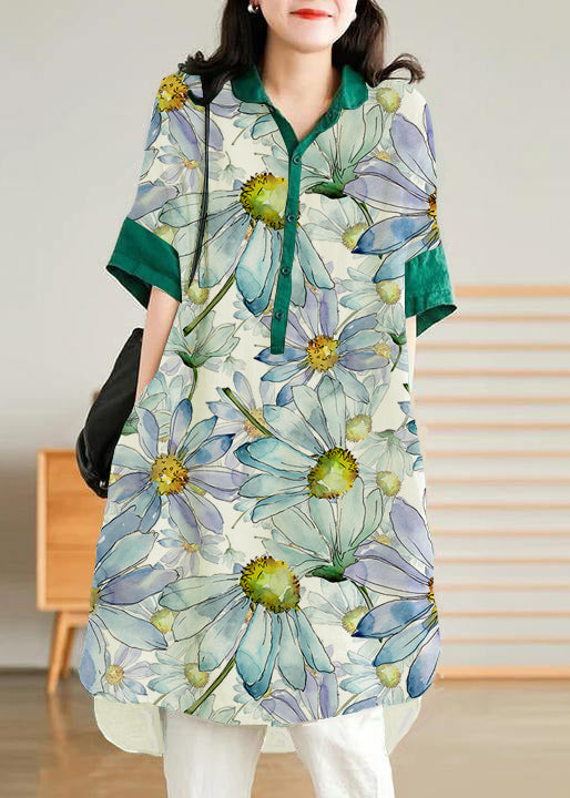 Jade Green Linen Linen Shirt Dress
