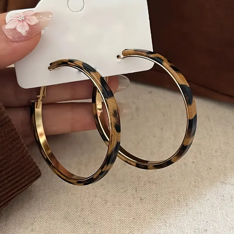 Hoop Leopard Golden Earrings