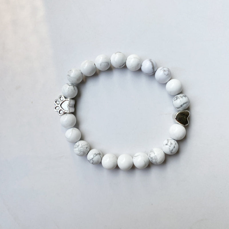 Natural Gemstone Bracelet With Paw & Heart Charm ��� Handcrafted Design
