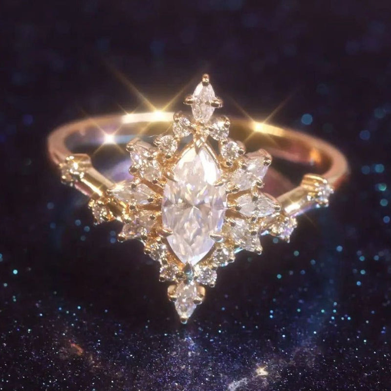 White Crystal Dream Gold Ring