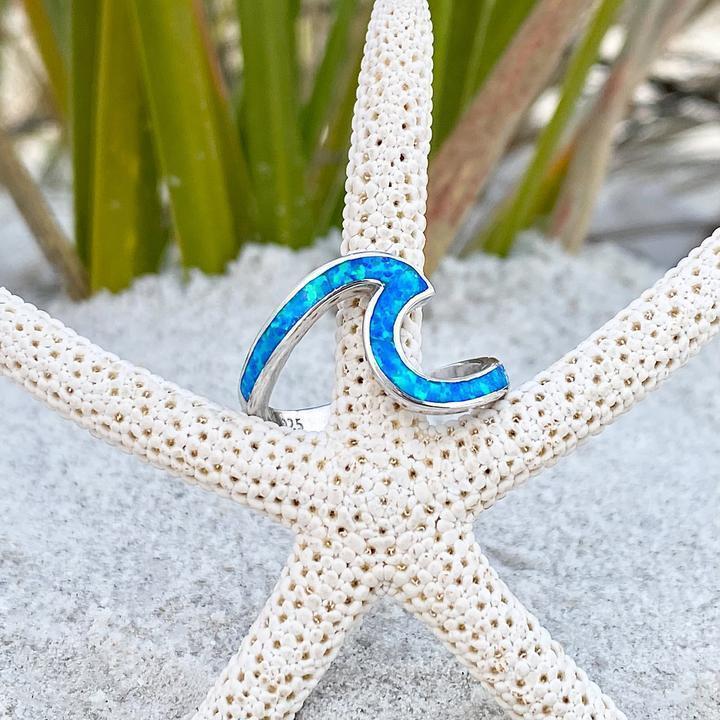 Sea Wave Ring In Opal And Silver