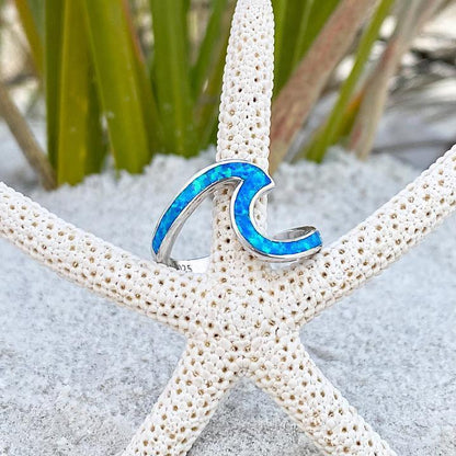 Sea Wave Ring In Opal And Silver