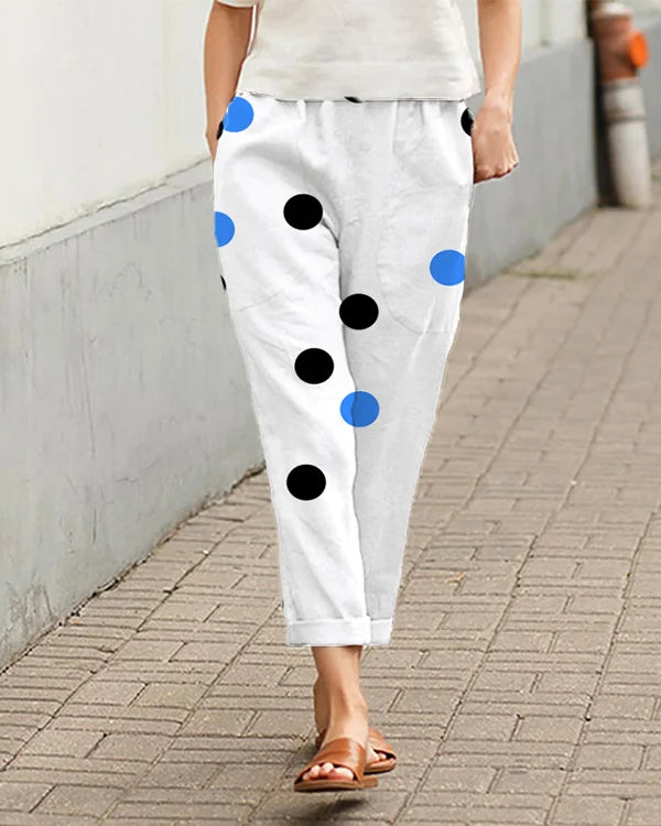 CD | Pantaloni largi casual cu imprimeu cu buline