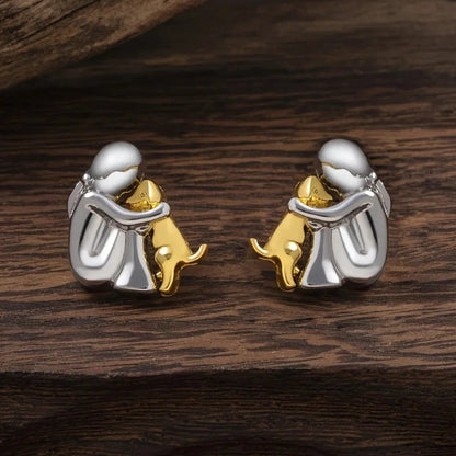 Silver And Gold Two-Tone Hug Earrings