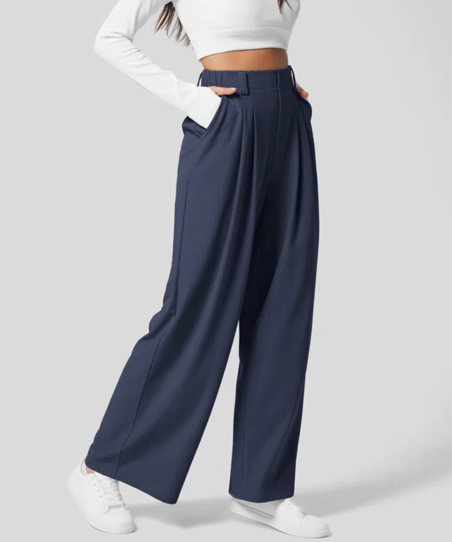 CD | Pantaloni elastici eleganți cu talie înaltă