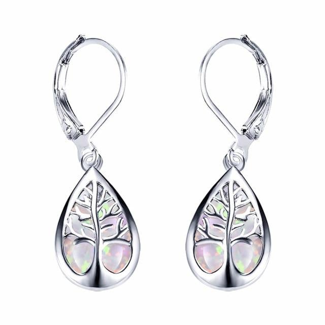 Tree Of Life Earrings In Opal And Silver
