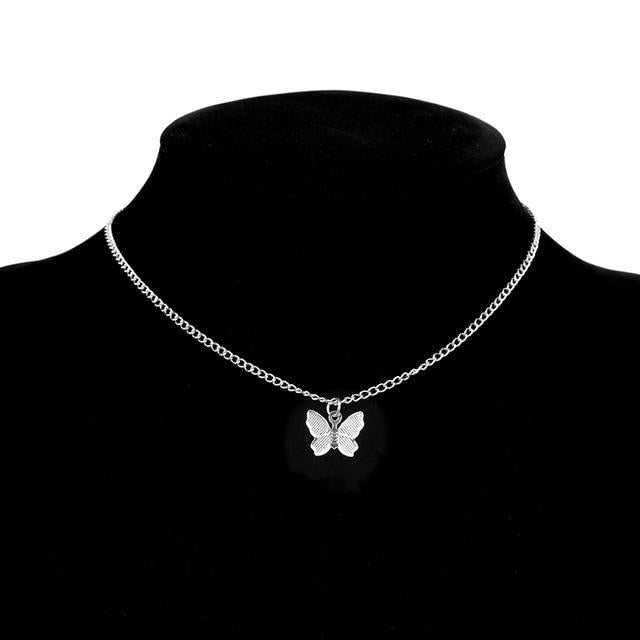 Silver And Gold Plated Butterfly Necklace