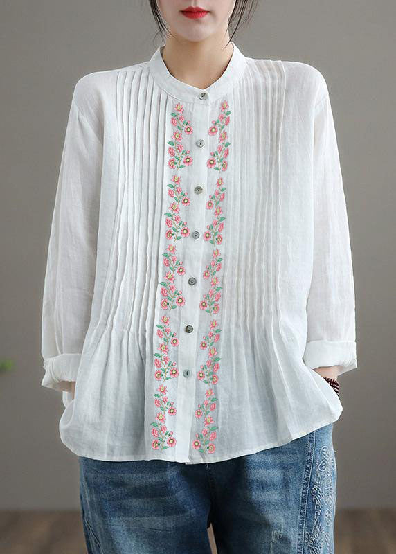 Organic White Linen Shirt Tunics Ramie Blouse