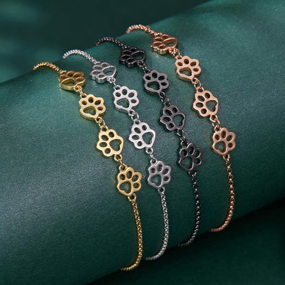 Sterling Silver Paw Print Bracelet ��� Adjustable Fit