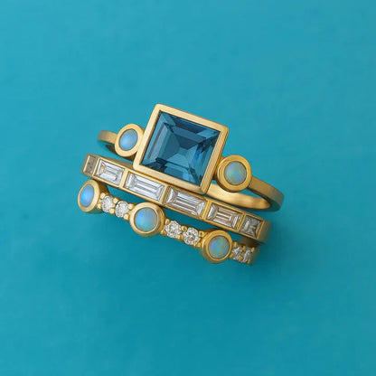 Vintage Blue Crystal Ring Set