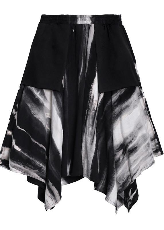 A-line Skirt Autumn and Winter Large High Waist Irregular Black Tie Dye Skirt