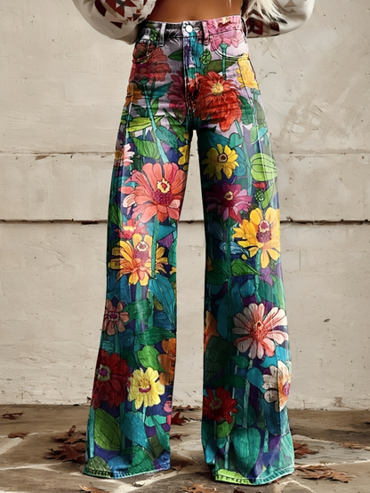 CD | Pantaloni de culoare florală pentru femei