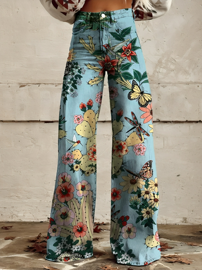 CD | Pantaloni de culoare florală pentru femei