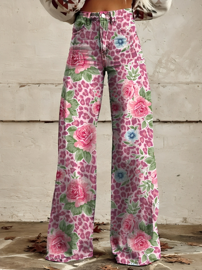 CD | Pantaloni de culoare florală pentru femei