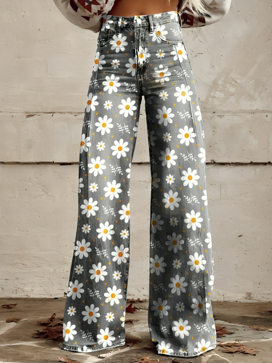 CD | Pantaloni de culoare florală pentru femei