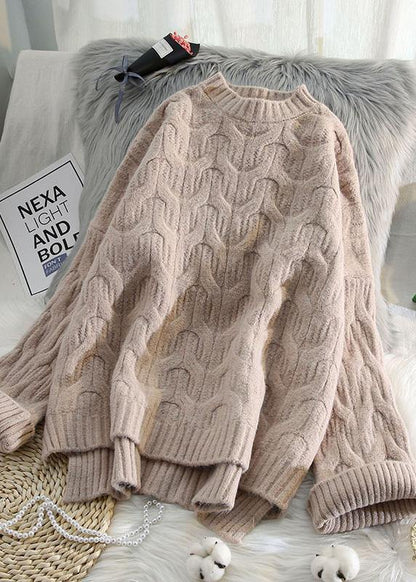 Aesthetic Pink Crane Tops Low High Design Spring Knit Tops