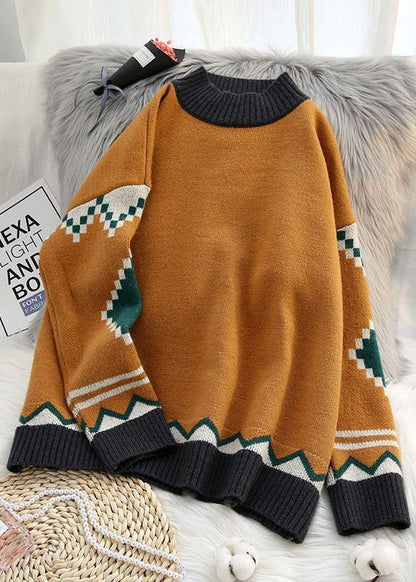 Aesthetic Red Tops O Neck Clothing Knitwear