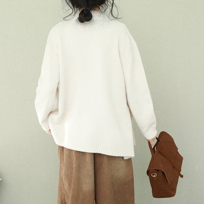 Aesthetic White Sweater Weather O Neck Bow Hipster Knit Top