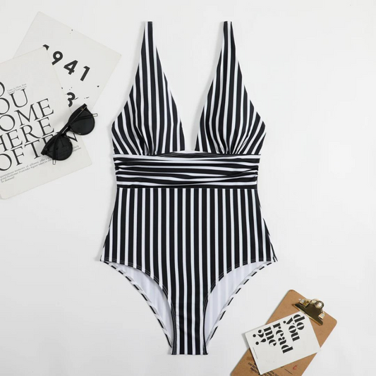 CD | Costum de baie elegant cu model în dungi