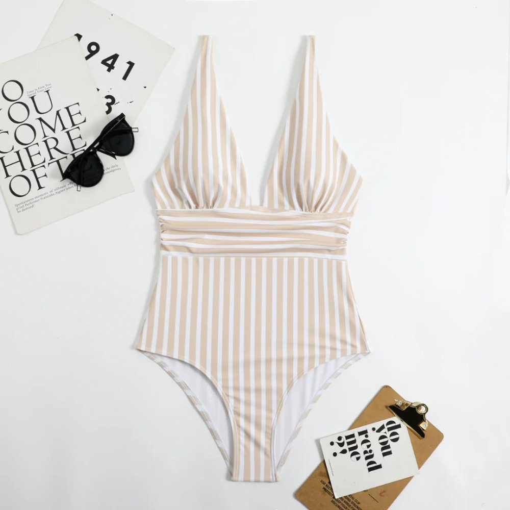 CD | Costum de baie elegant cu model în dungi