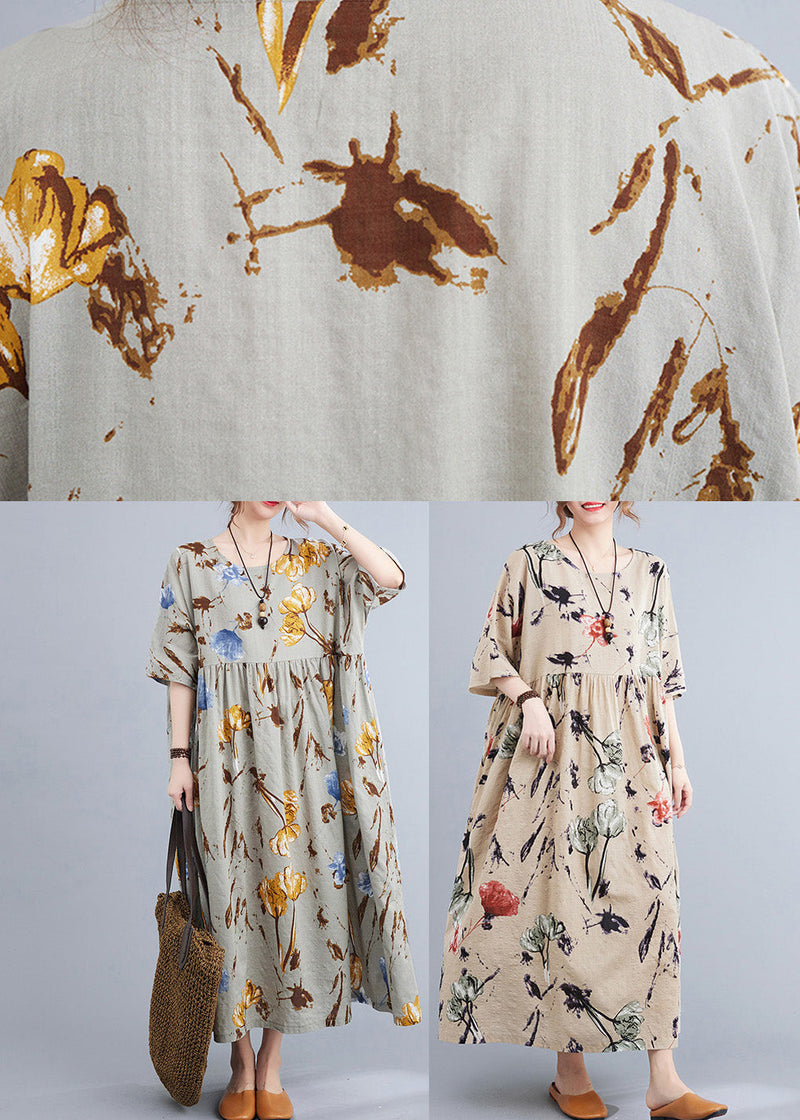 Apricot O-neck Patchwork Party Maxi Dress Summer