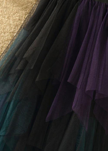 Art Tulle Asymmetrical Patchwork Fall Skirt