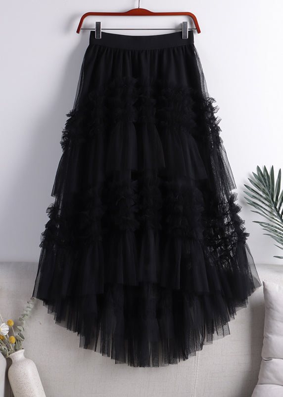 Art Khaki Low High Design Tulle Skirt Spring