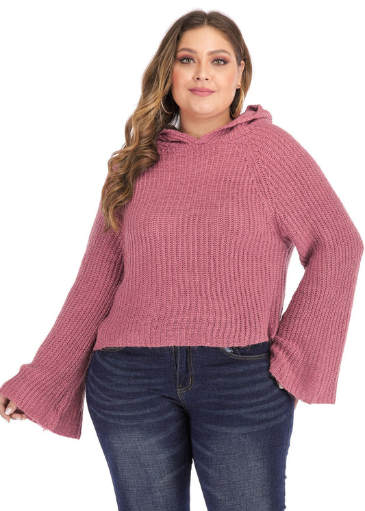 Art Red Hooded Knit Sweater Long Sleeve