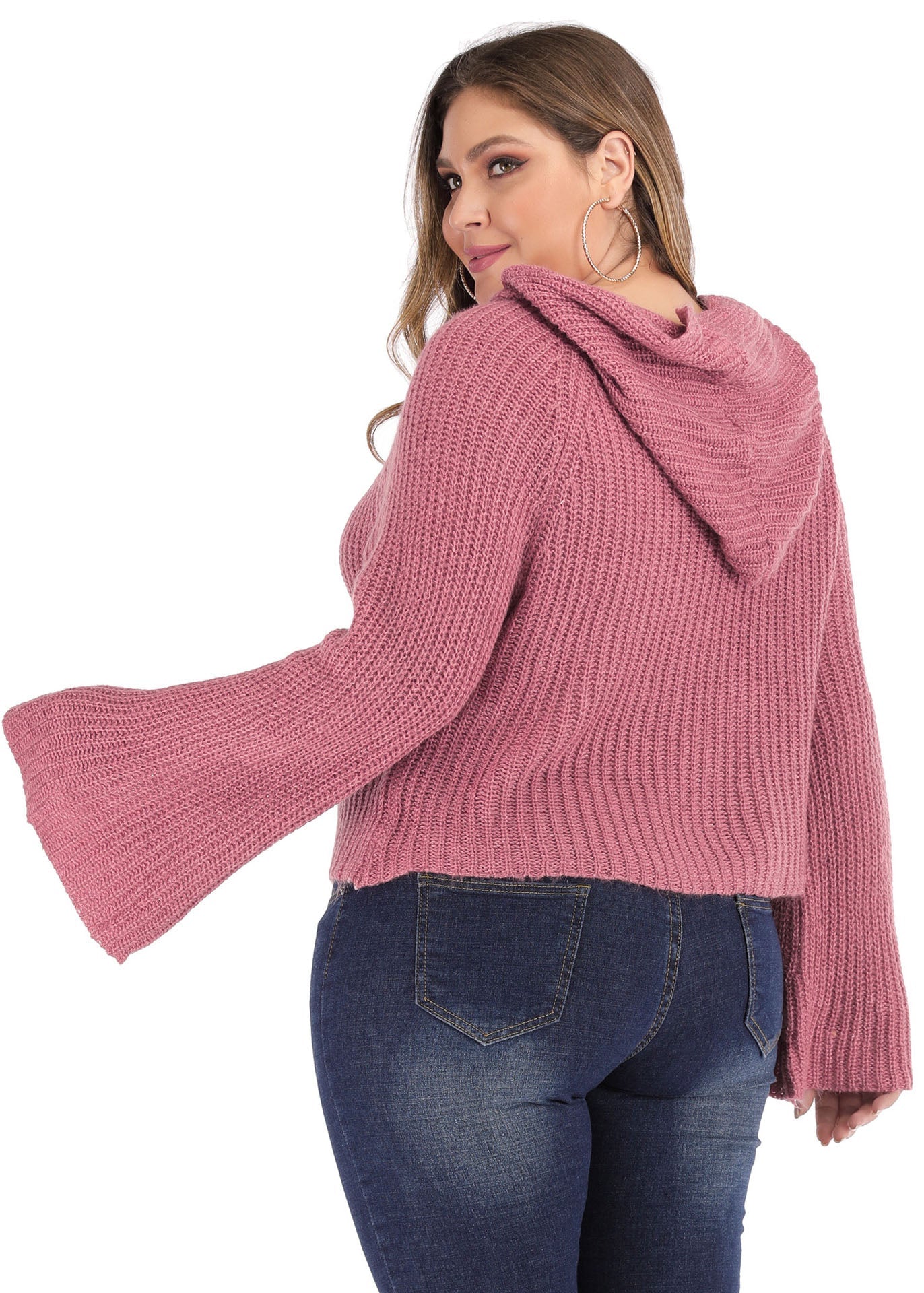 Art Red Hooded Knit Sweater Long Sleeve