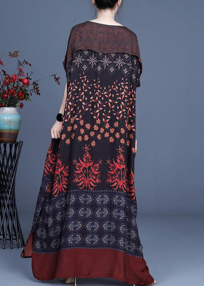 Art Silk Print Patchwork Mid Dress Summer