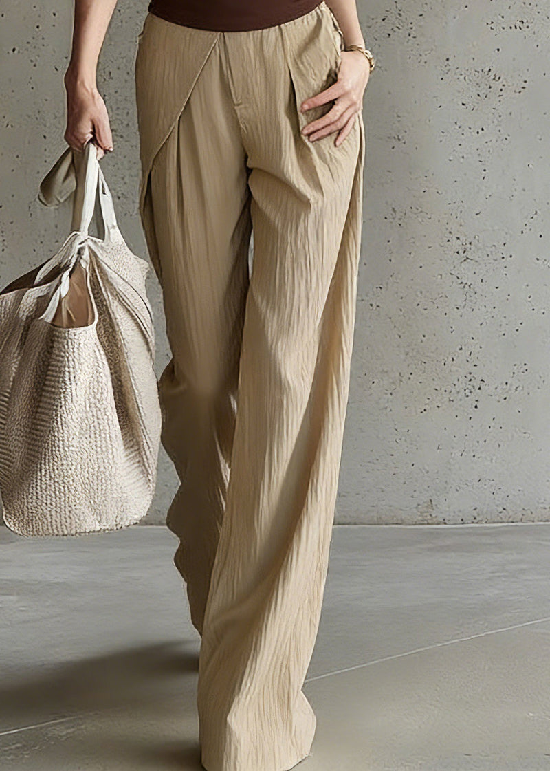 Art Turtleneck Top and Wide Leg Pants Two Piece Set Short Sleeve