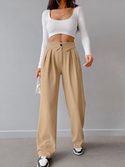 CD | Pantaloni la modă de o singură culoare pentru femei