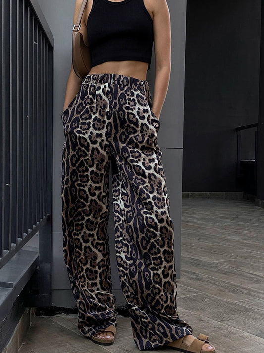 CD | Pantaloni largi cu imprimeu leopard