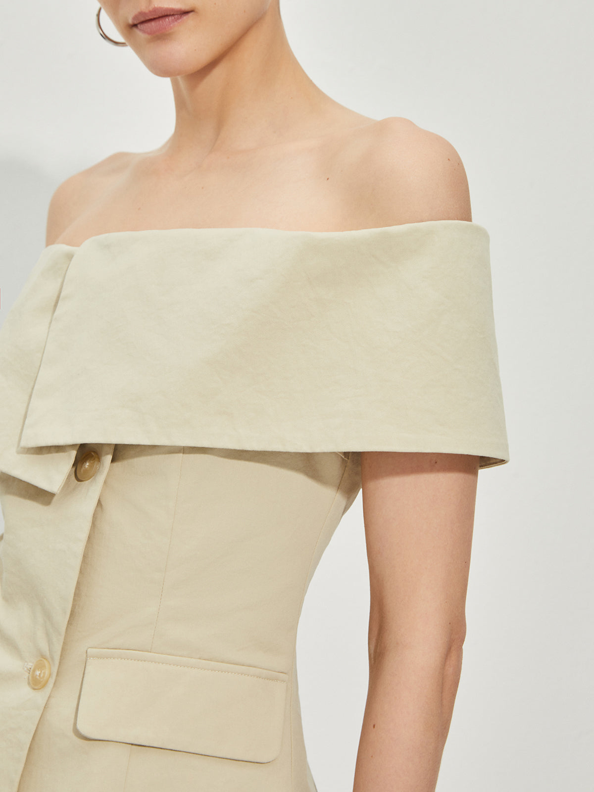 CD | Blazer Épaule Nue Ajusté à Motifs Patchwork