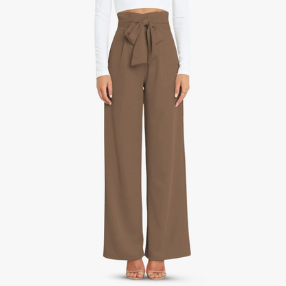 CD | Pantaloni largi din material textil pentru femei cu curea cu cravată