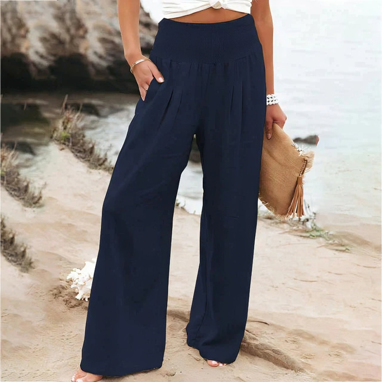 CD | Bumbac Linte Pantaloni largi largi pentru femei