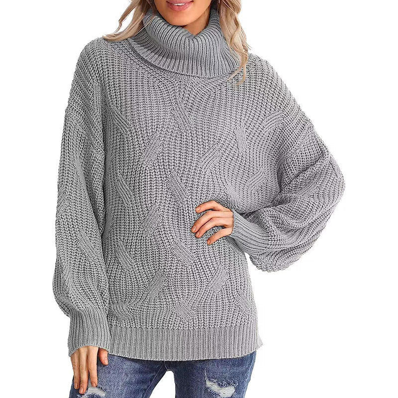 Women’s Knitted Long Sleeve Turtleneck Sweater in 6 Colors S-XXL - Wazzi's Wear