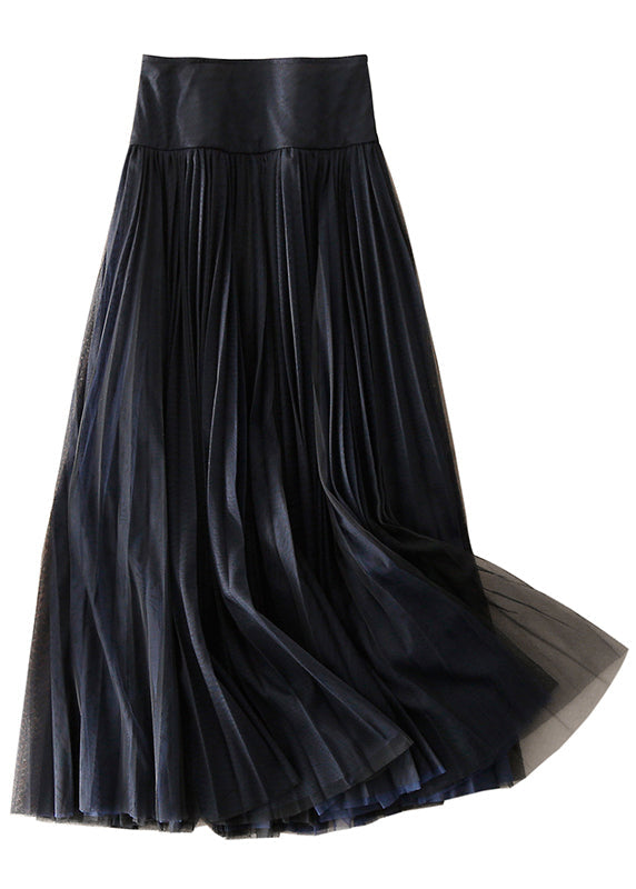 Black Zip Up Patchwork Tulle Skirt Spring