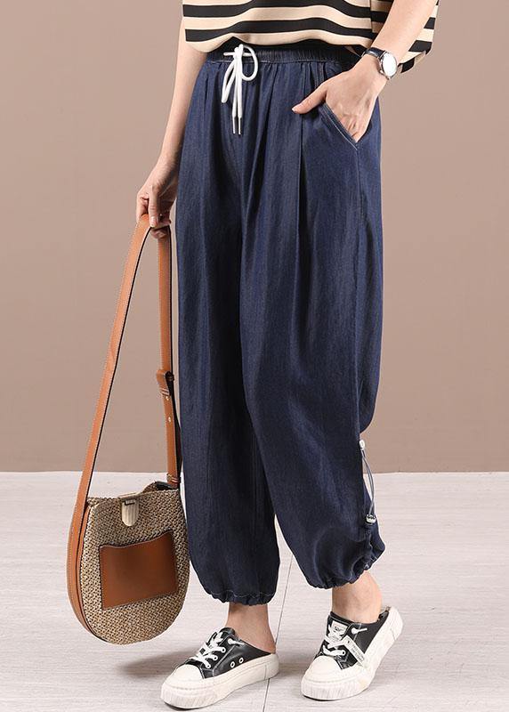 Blue Pockets Denim Harem Pants