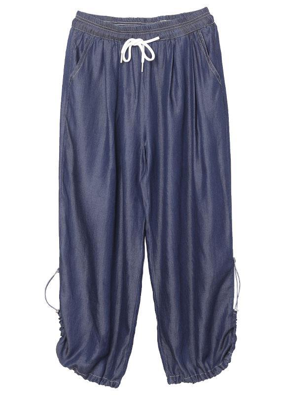 Blue Pockets Denim Harem Pants